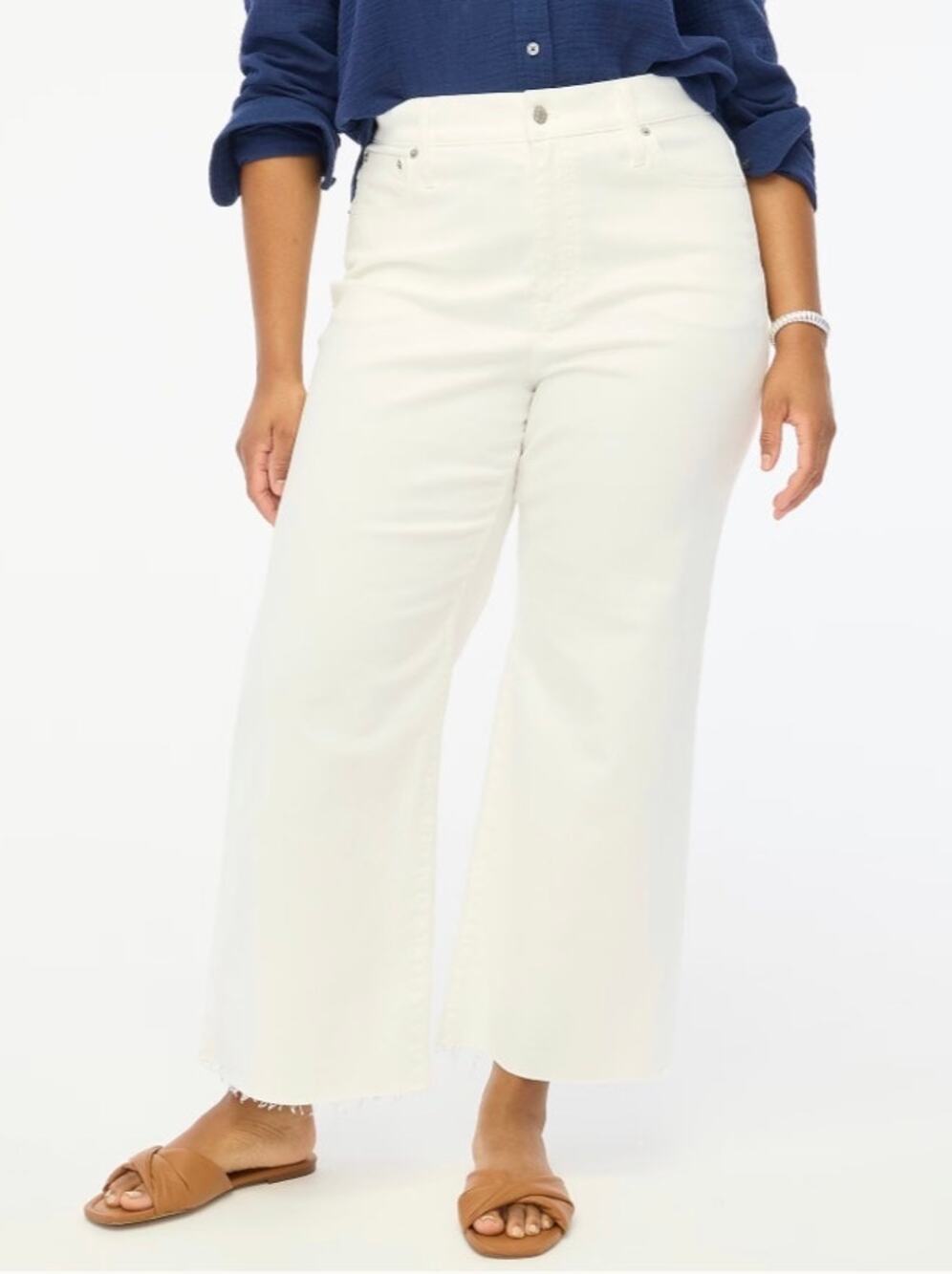 J. Crew Factory Wide Leg Crop Jean in Seashell White Size 29T / 29 Tall